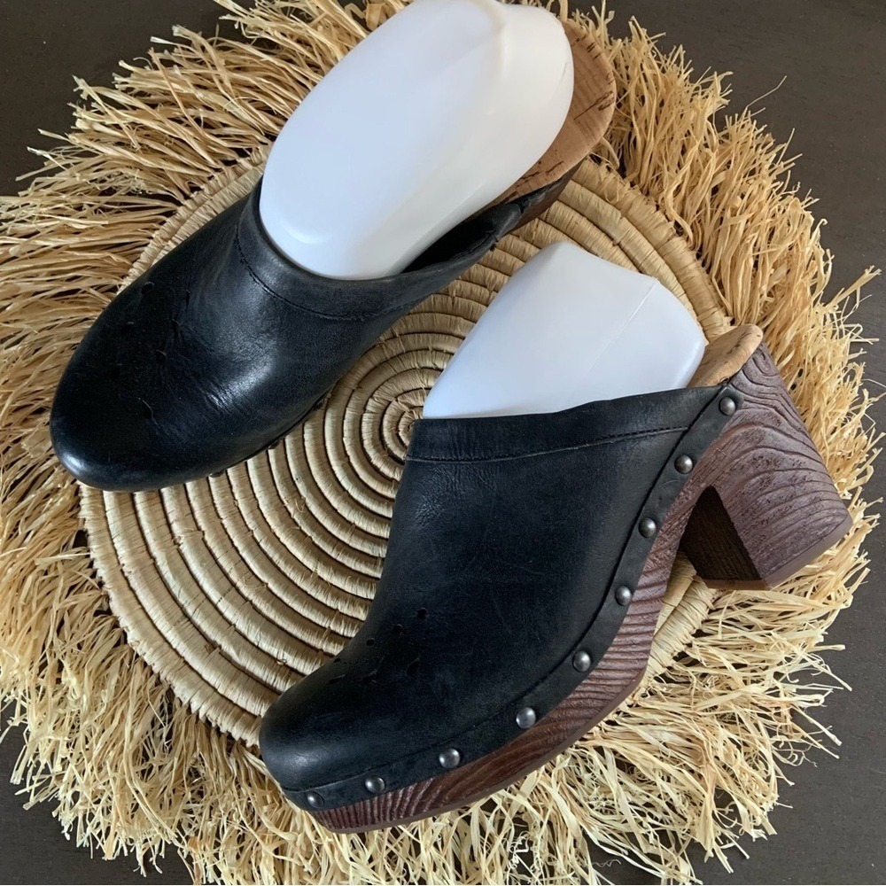 KORKS Women's Sudbury Black Leather Clogs Kork Ease Size 9 - Picture 1 of 16